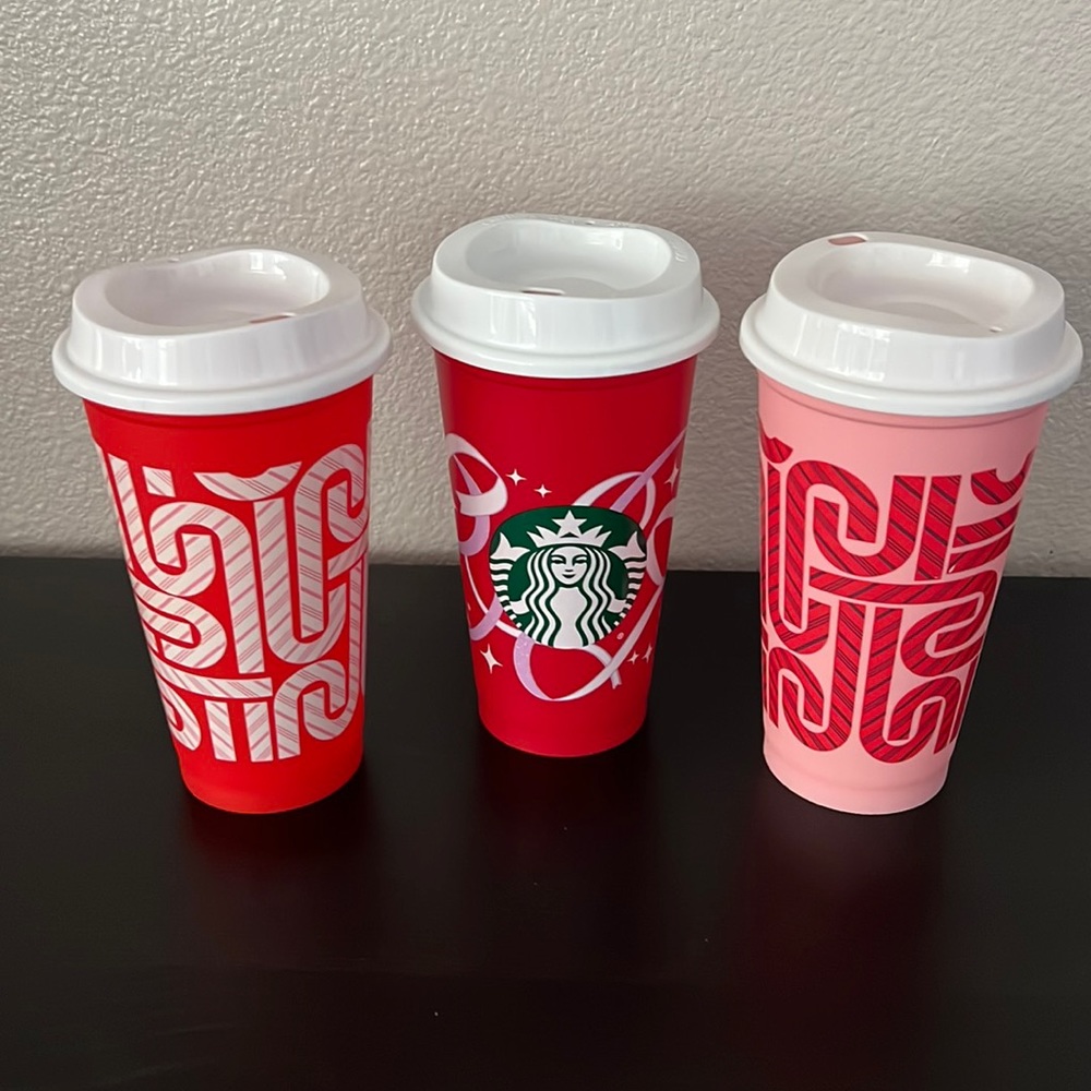 NWOT Starbucks Reusable Cups  Holiday Christmas Red